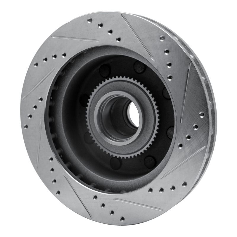 Ford Excursion Brake Rotor (1) - Front Left - R1 Concepts - Drilled & Slotted - Silver - `99-`02